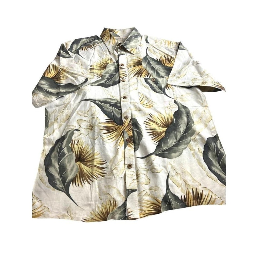 Island Republic Hawaiian Shirt XL 100% Silk Floral Print Short Sleeve Button-Dow